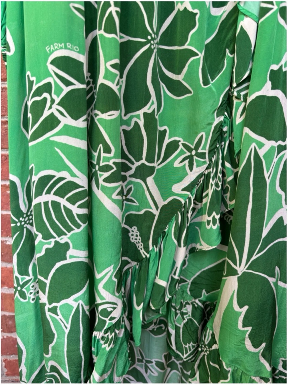 NWOT Anthropologie Farm Rio Printed One Shoulder Ruffle Dress in Living Nature M - Picture 10 of 16